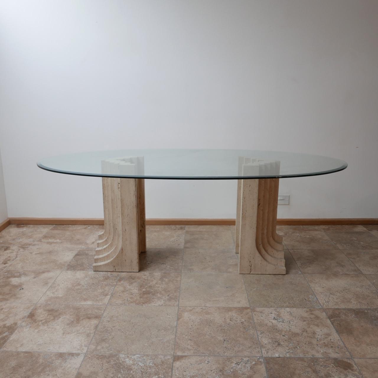Glass Travertine Midcentury Dining Table by Carlo Scarpa