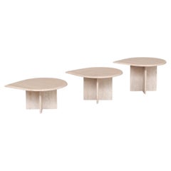 Travertine Mid-Century Nest of Coffee or Side Tables