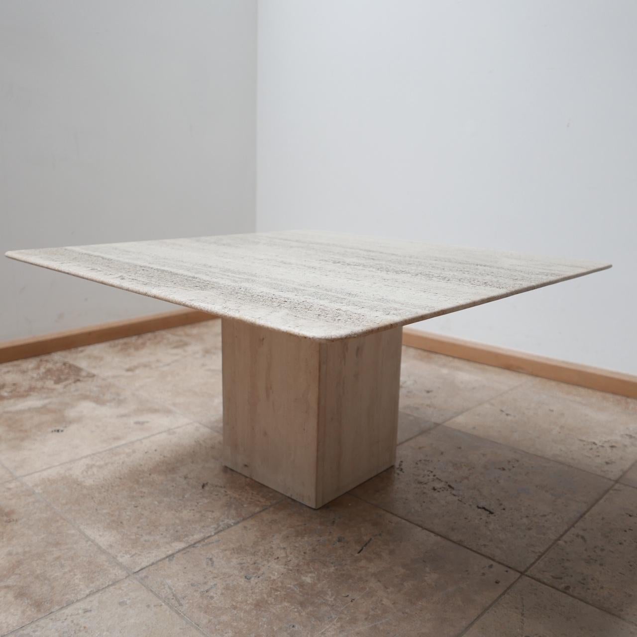 Travertine Mid-Century Square Belgium Coffee Table In Good Condition In London, GB