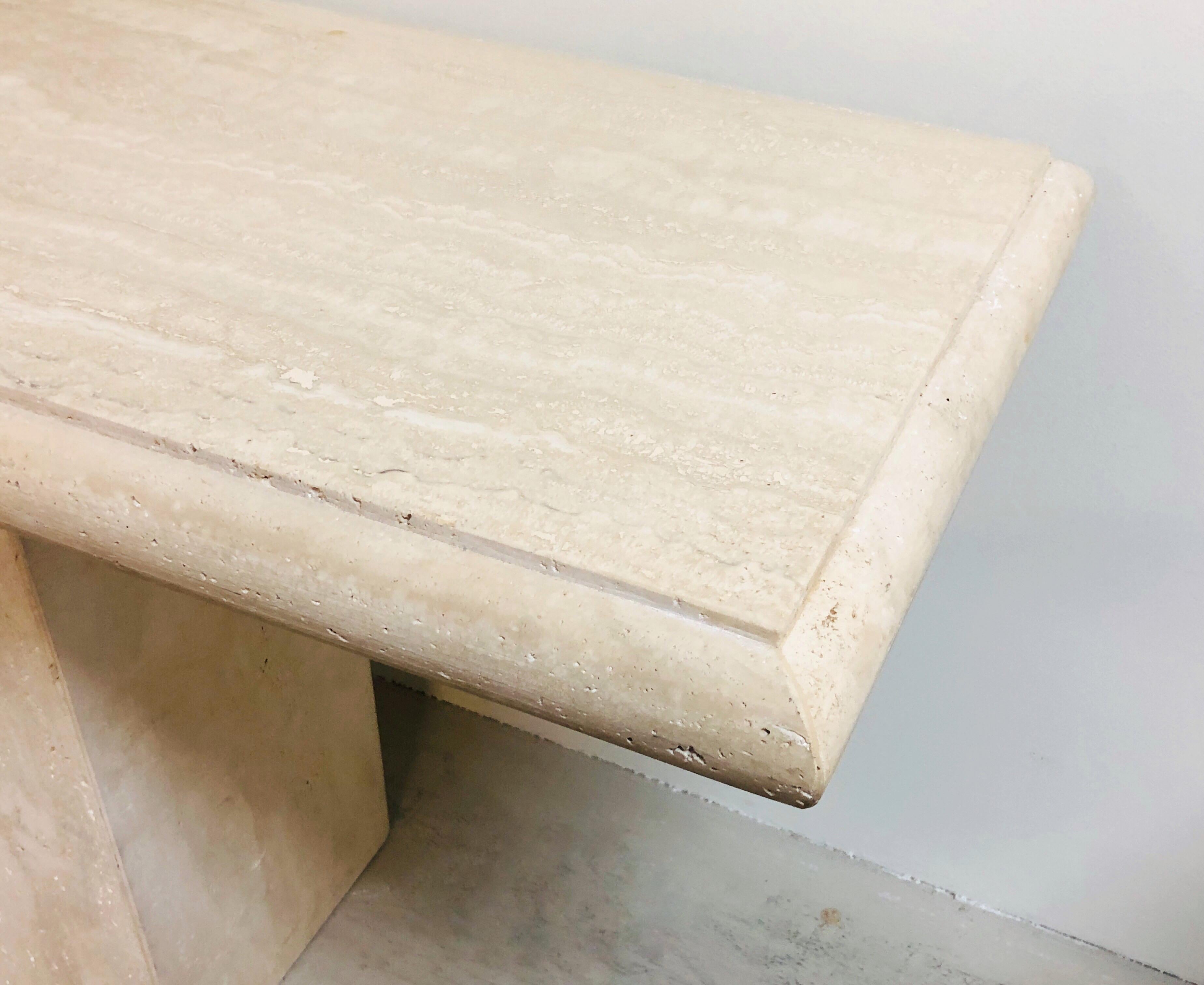 Italian Travertine Minimalist Console table, 1970s