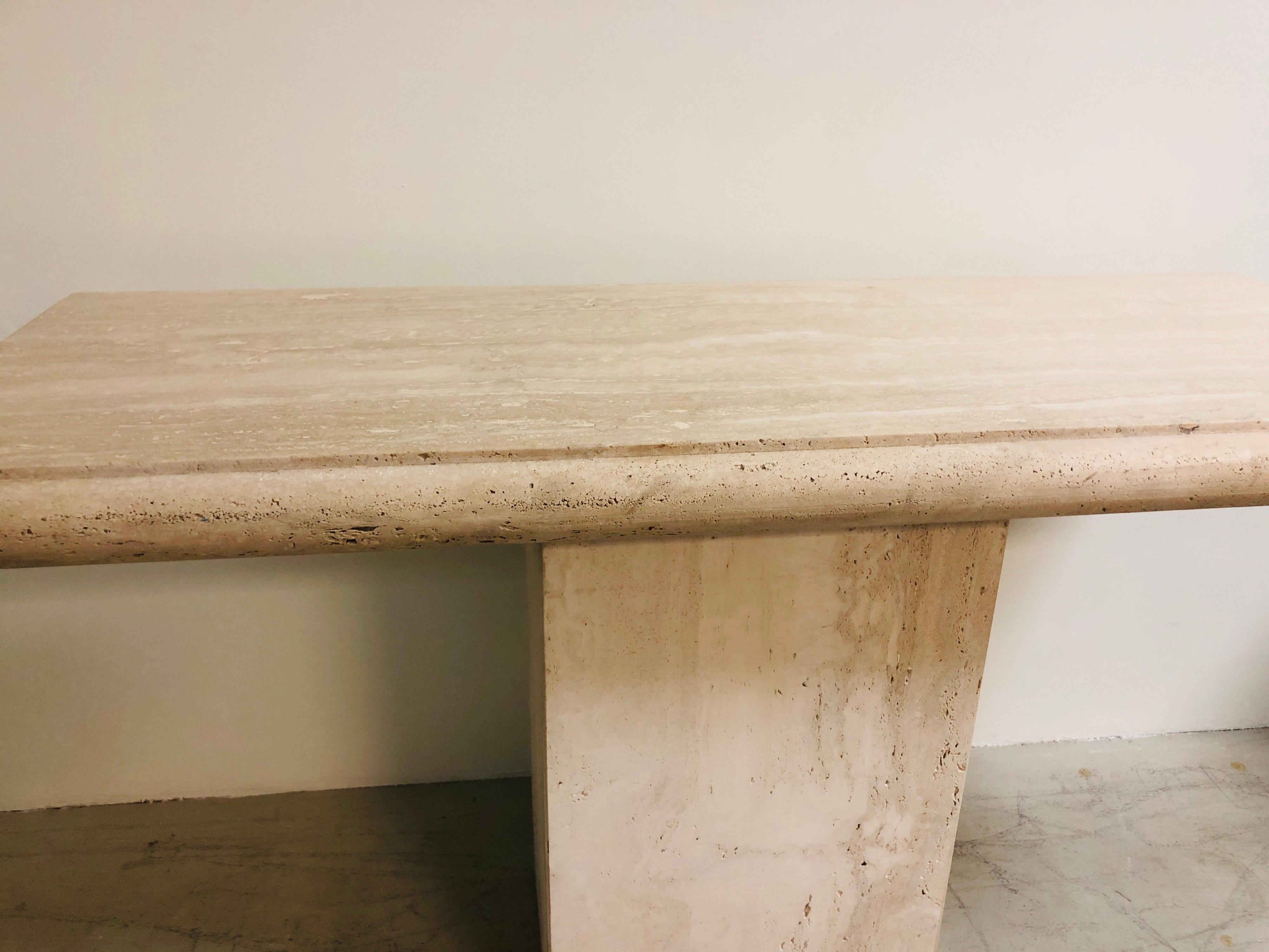 Travertine Minimalist Console table, 1970s 2