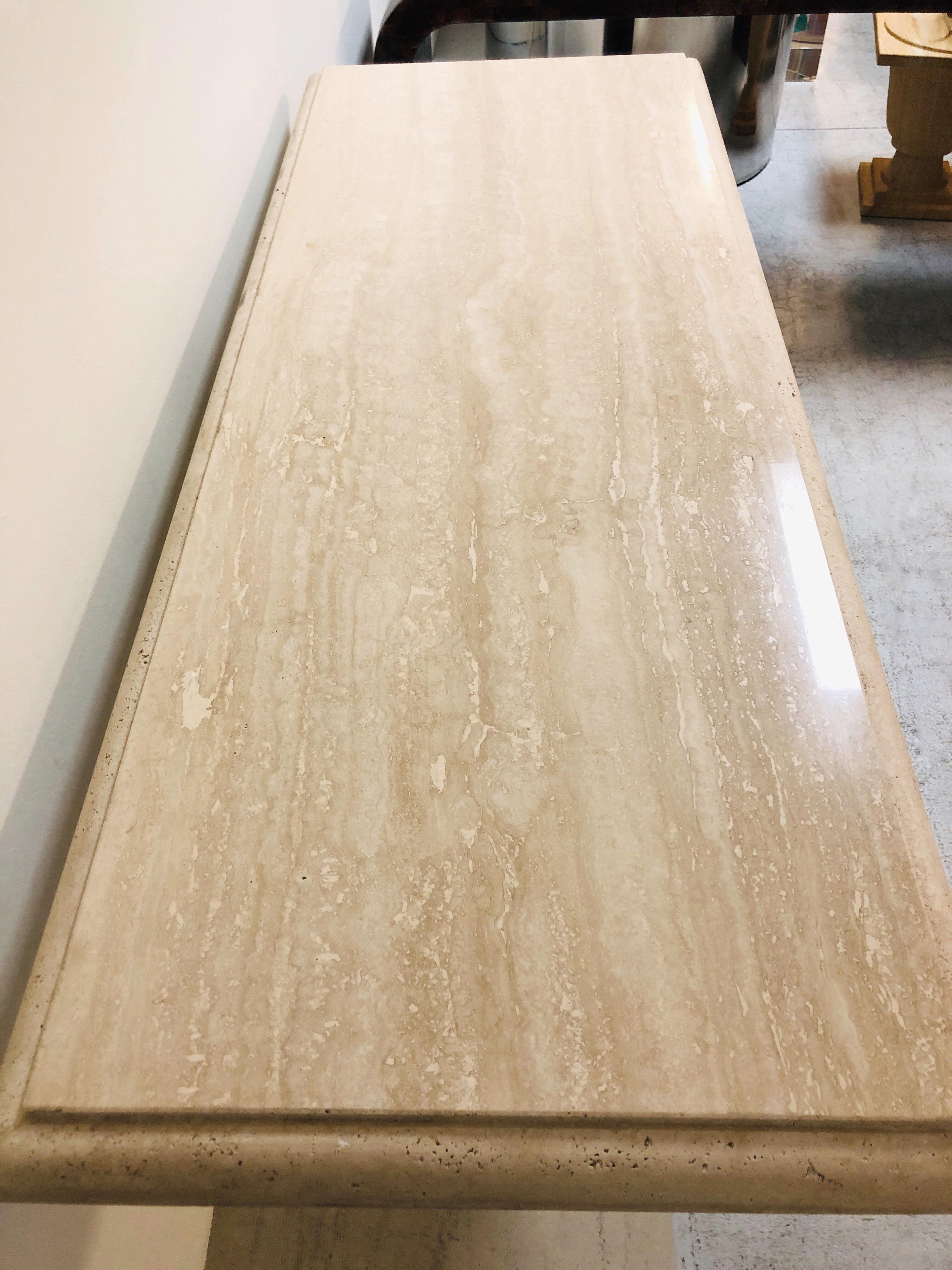 Travertine Minimalist Console table, 1970s 3
