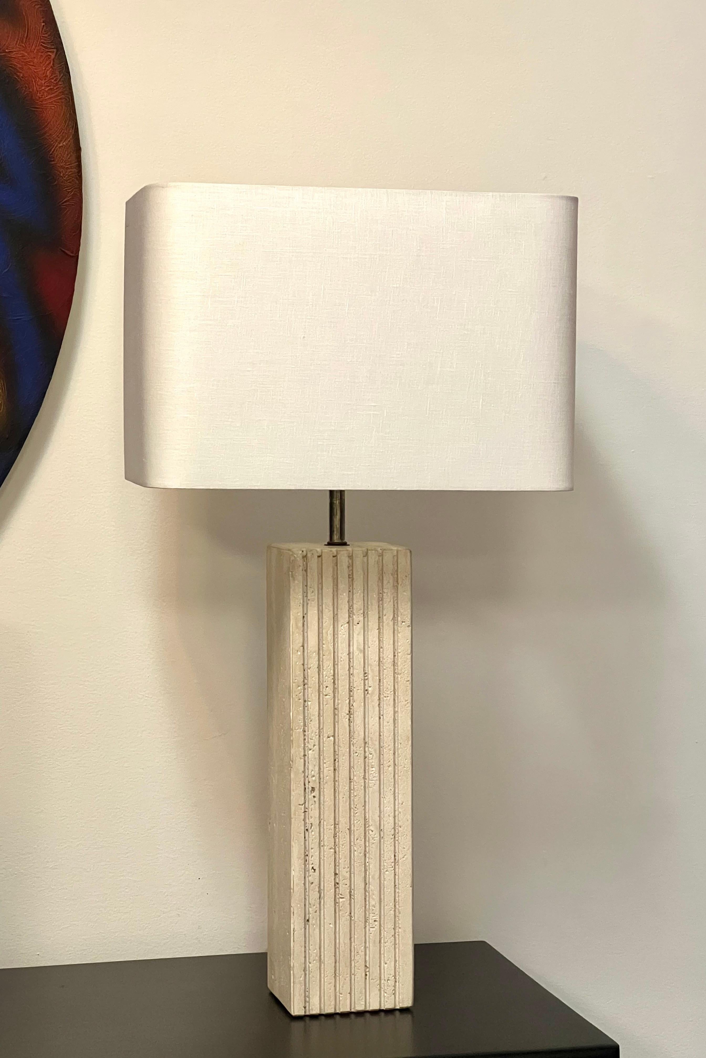 Minimalistisches Paar italienische Tischlampen aus Travertin, 1965 4