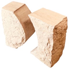 Travertine Modern Sculptural Console Table Bases, 1970s