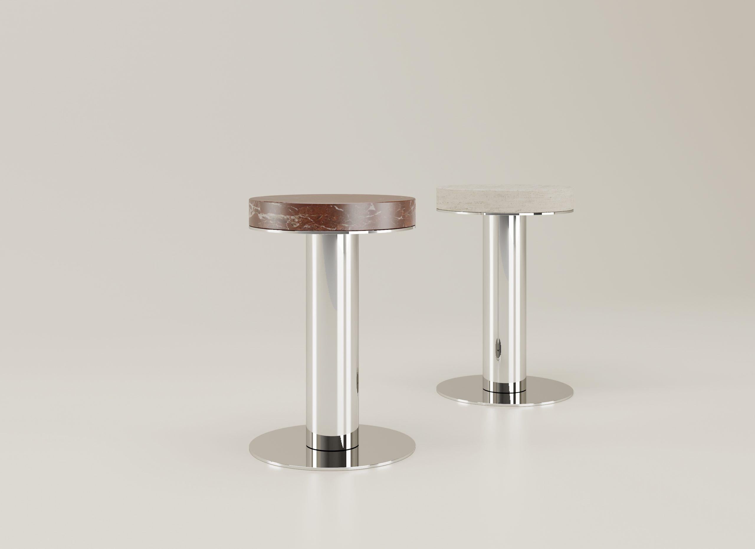 Modern Travertine Nail Side Table by Andrea Bonini For Sale