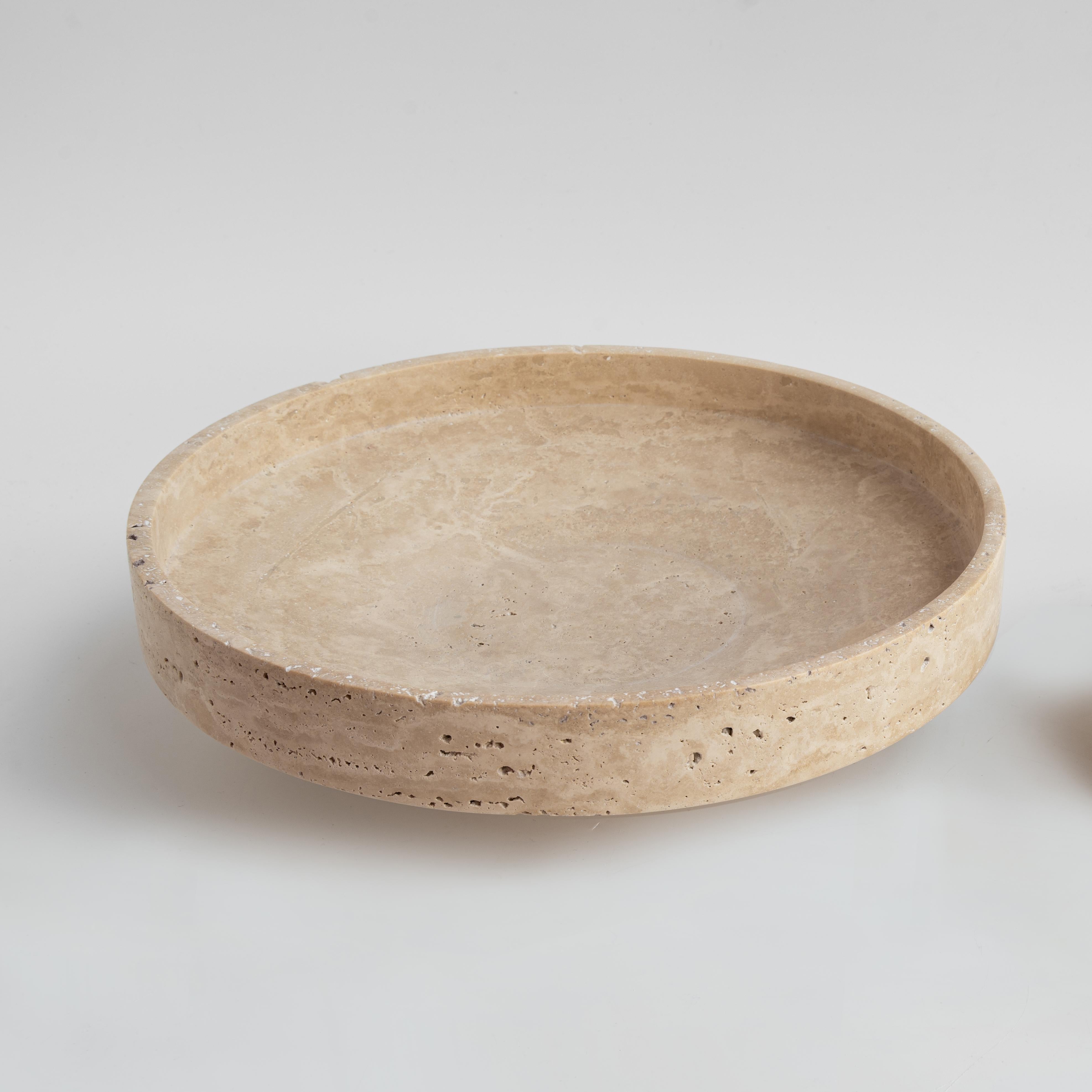 Contemporary Travertine Narrow Bowl XL For Sale