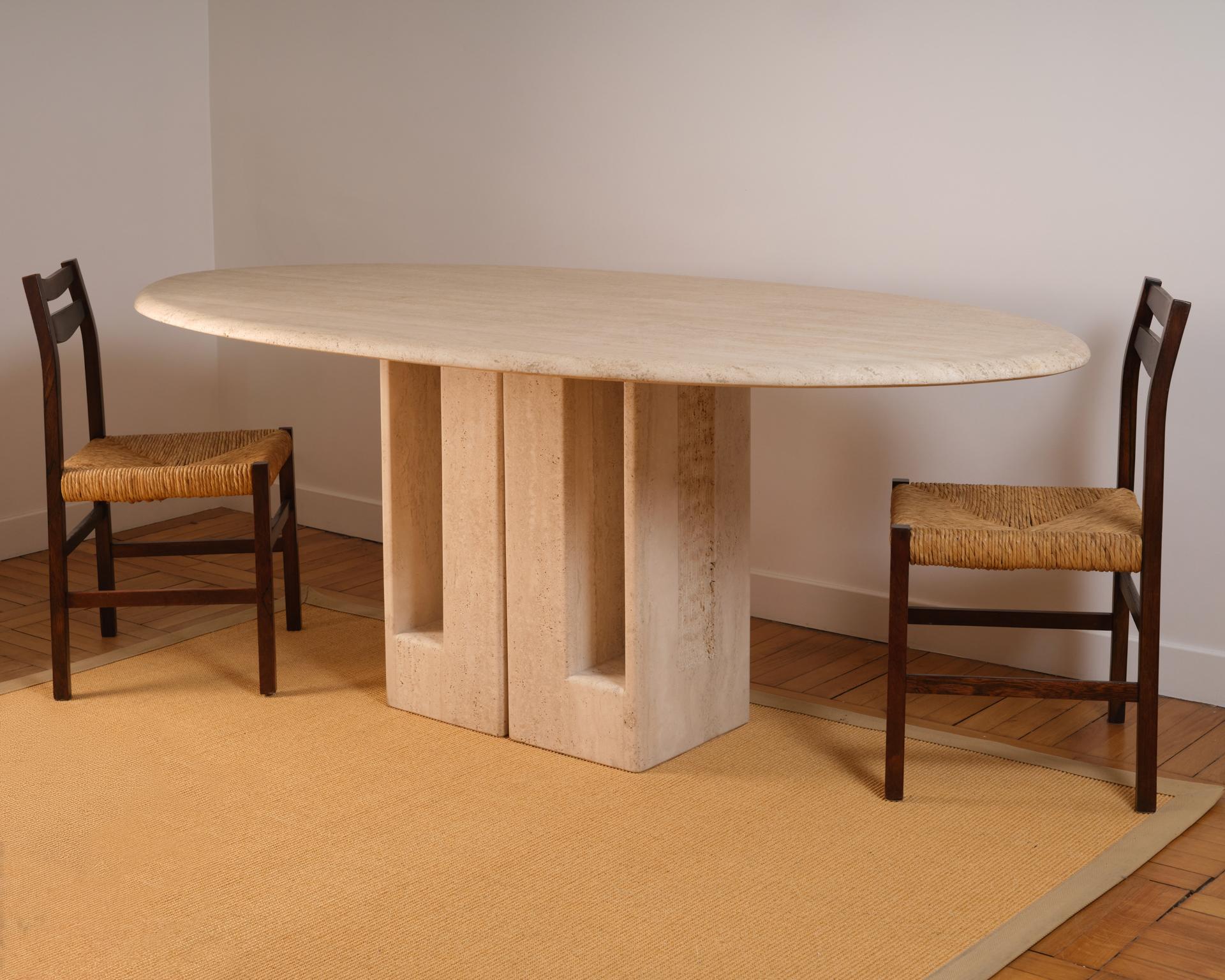Travertine oblong table - Berraldacci For Sale 4