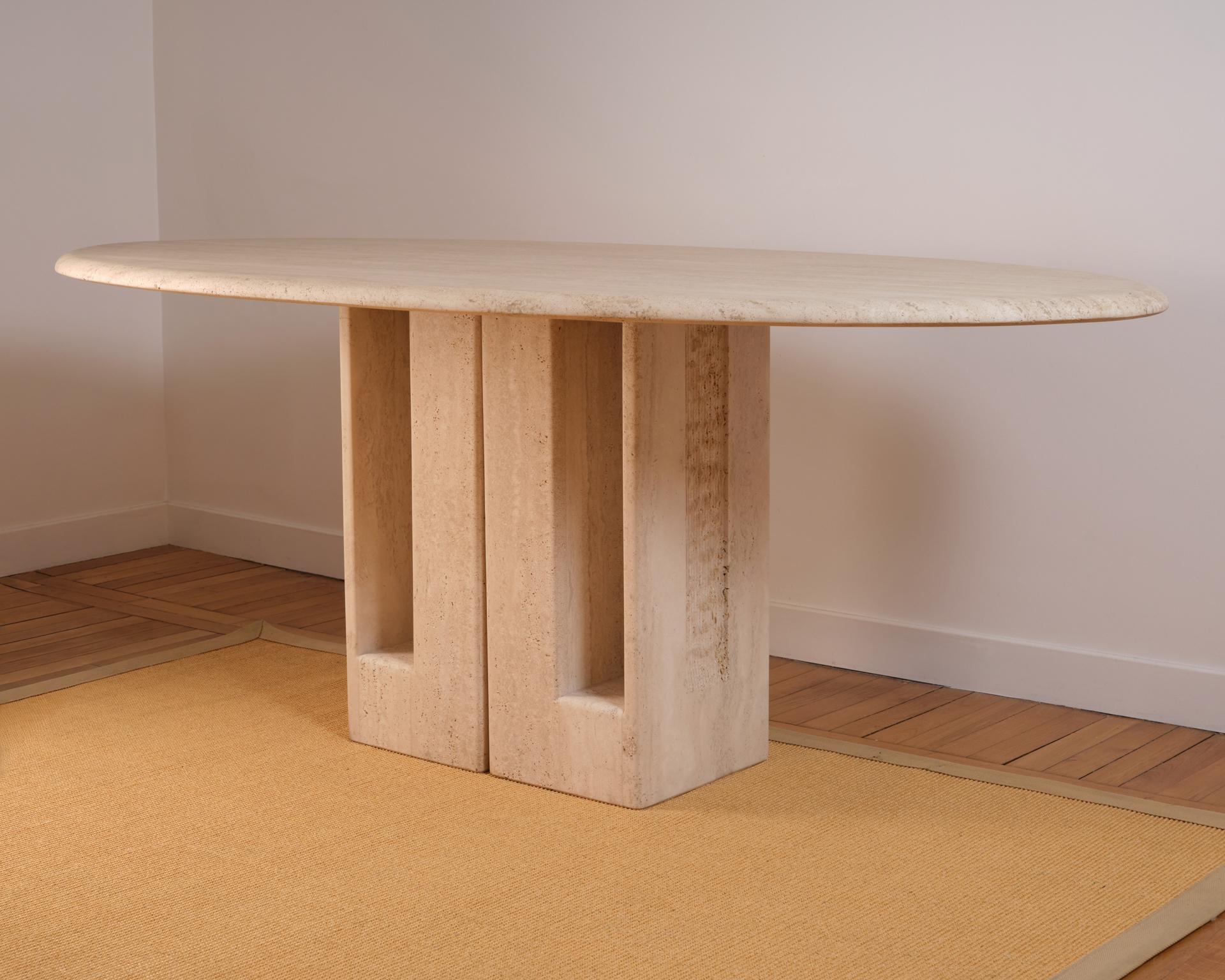Travertine oblong table - Berraldacci For Sale 2