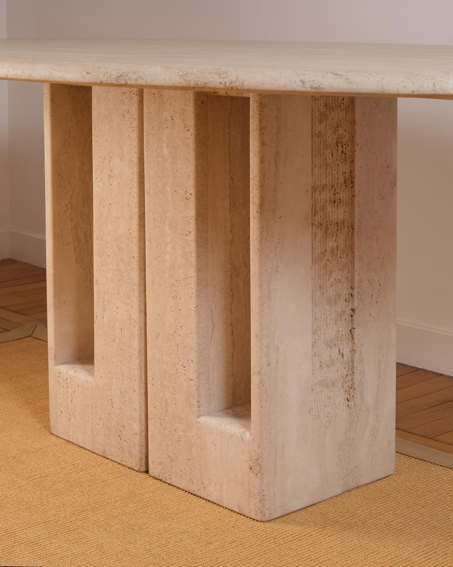 Travertine oblong table - Berraldacci For Sale 3