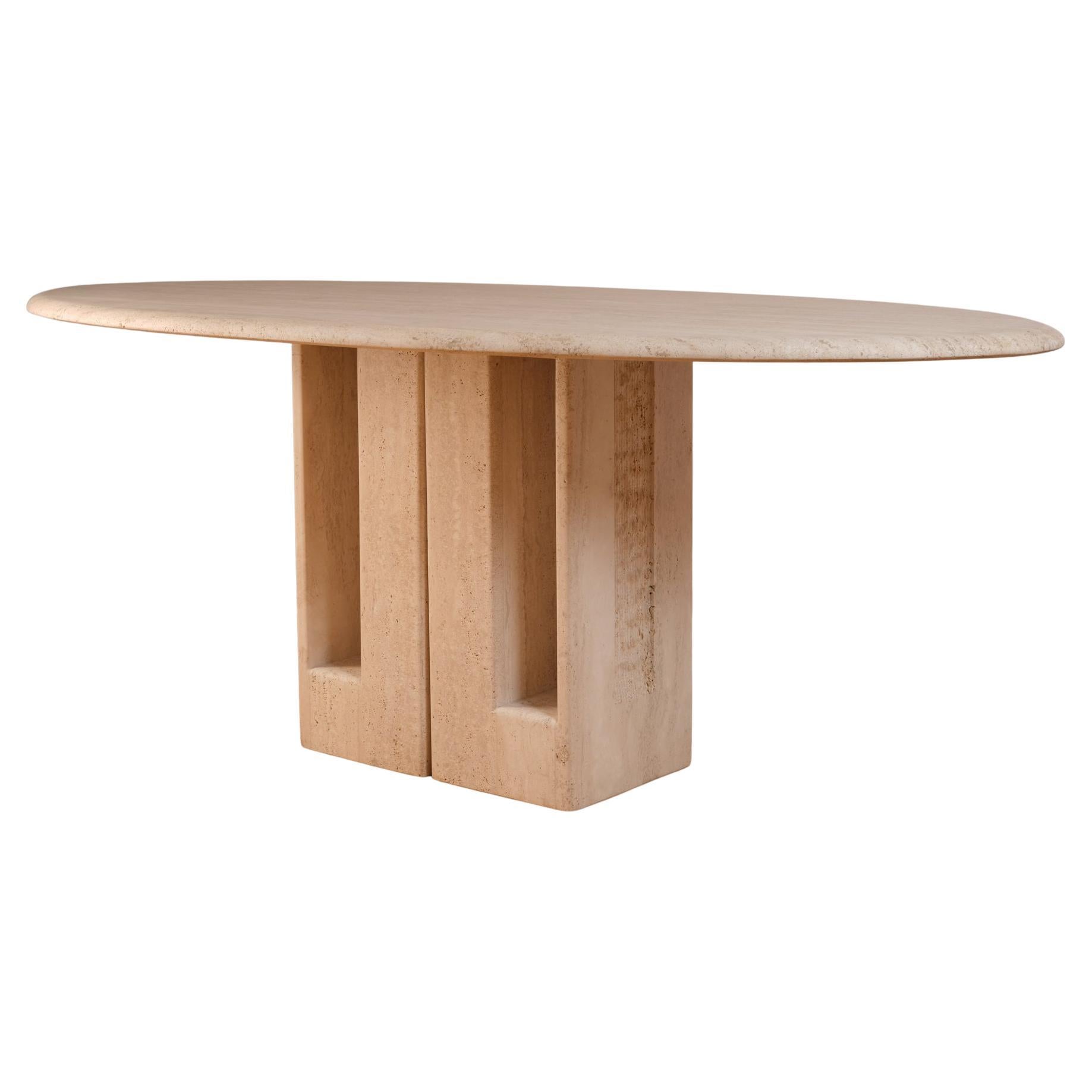 Travertine oblong table - Berraldacci For Sale