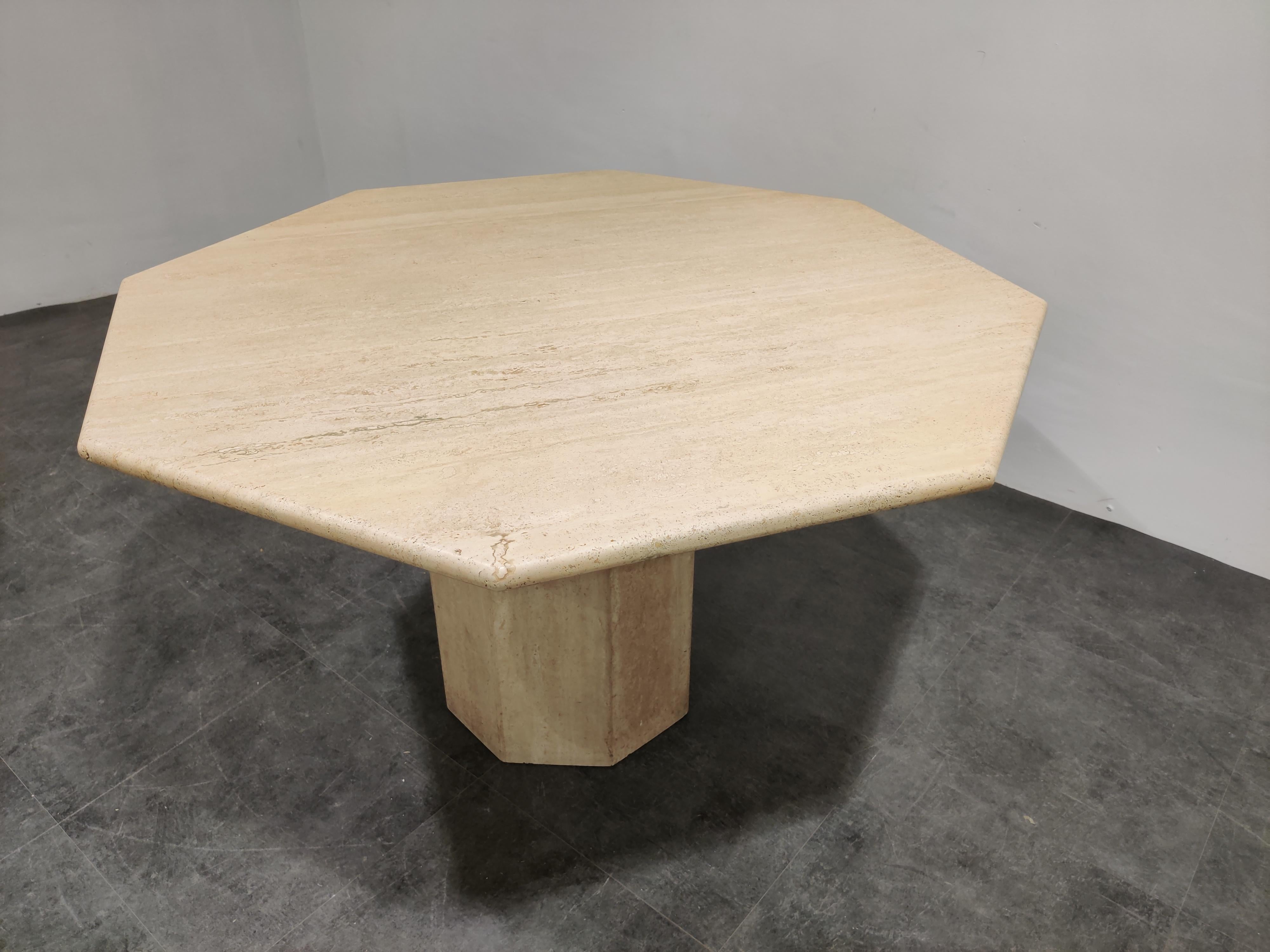 Late 20th Century Travertine Octogonal Dining Table, 1970s For Sale