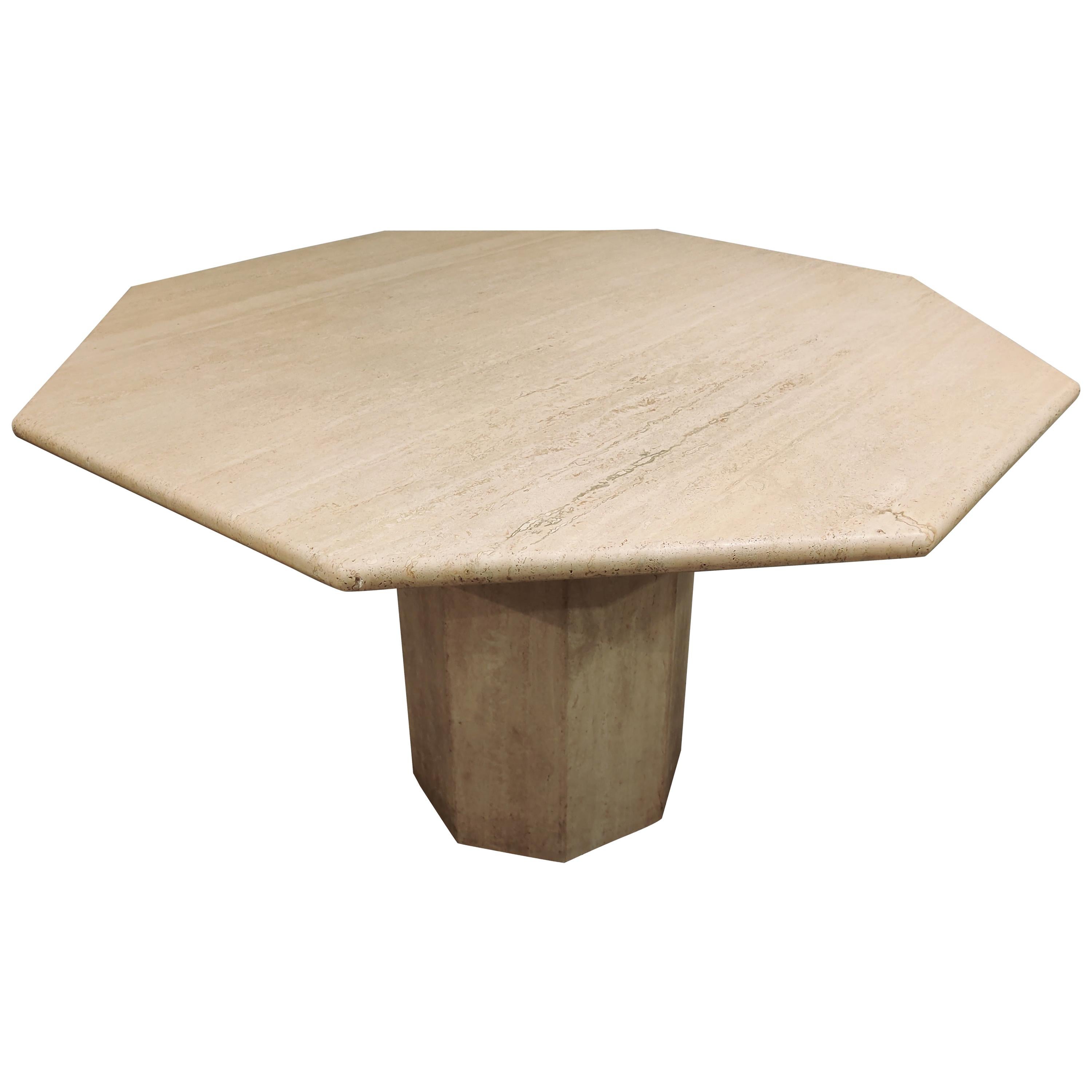 Travertine Octogonal Dining Table, 1970s For Sale