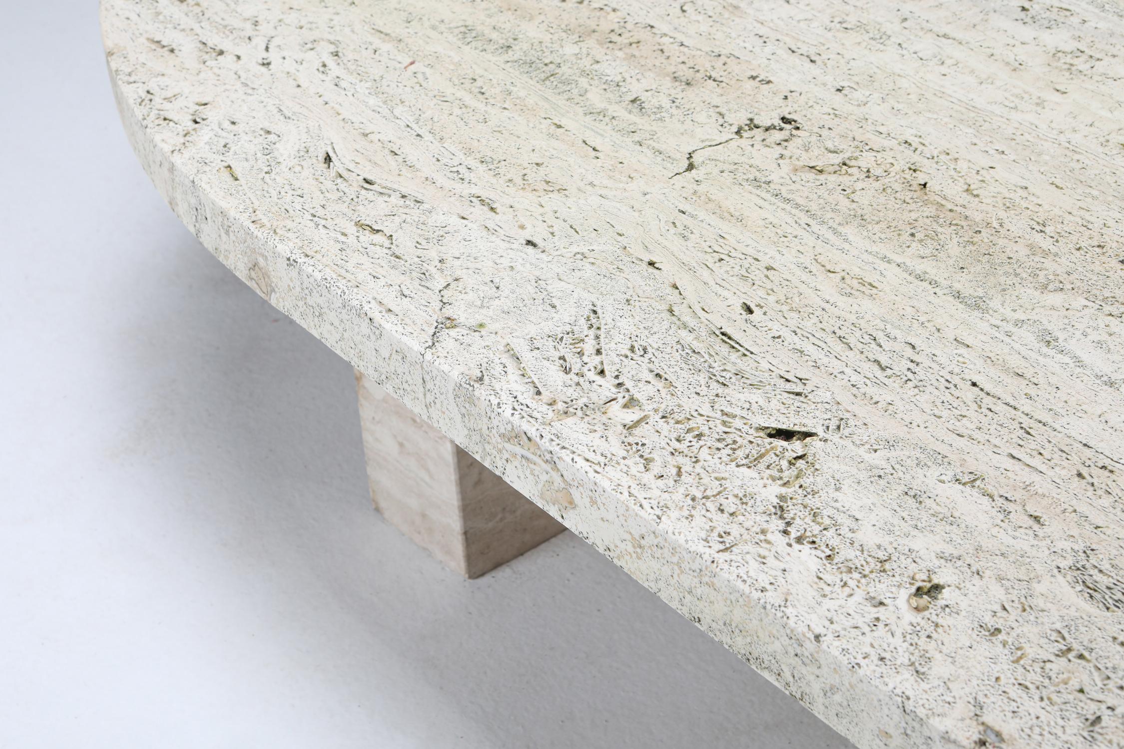 Late 20th Century Travertine Oval Coffee Table