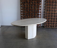 Travertine Oval Dining Table, circa 1980