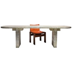 Travertine Oval Table