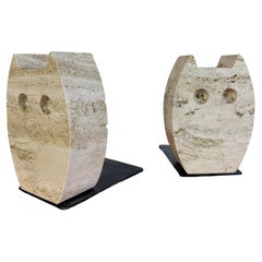Travertine owls book holders,  Enzo Mari for F.lli Mannelli, Italy 1970