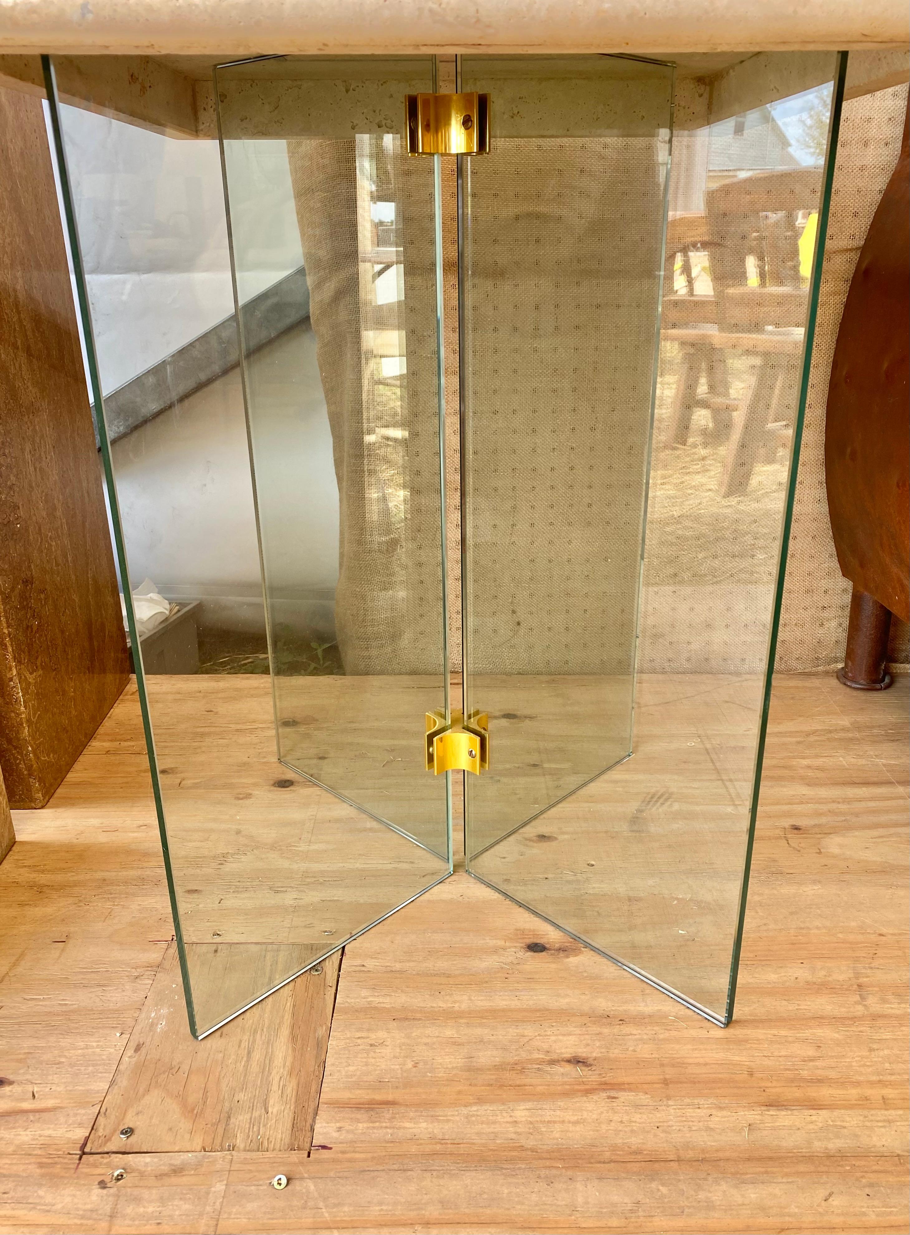 Travertine Pace Style Game Table In Good Condition For Sale In Round Top, TX