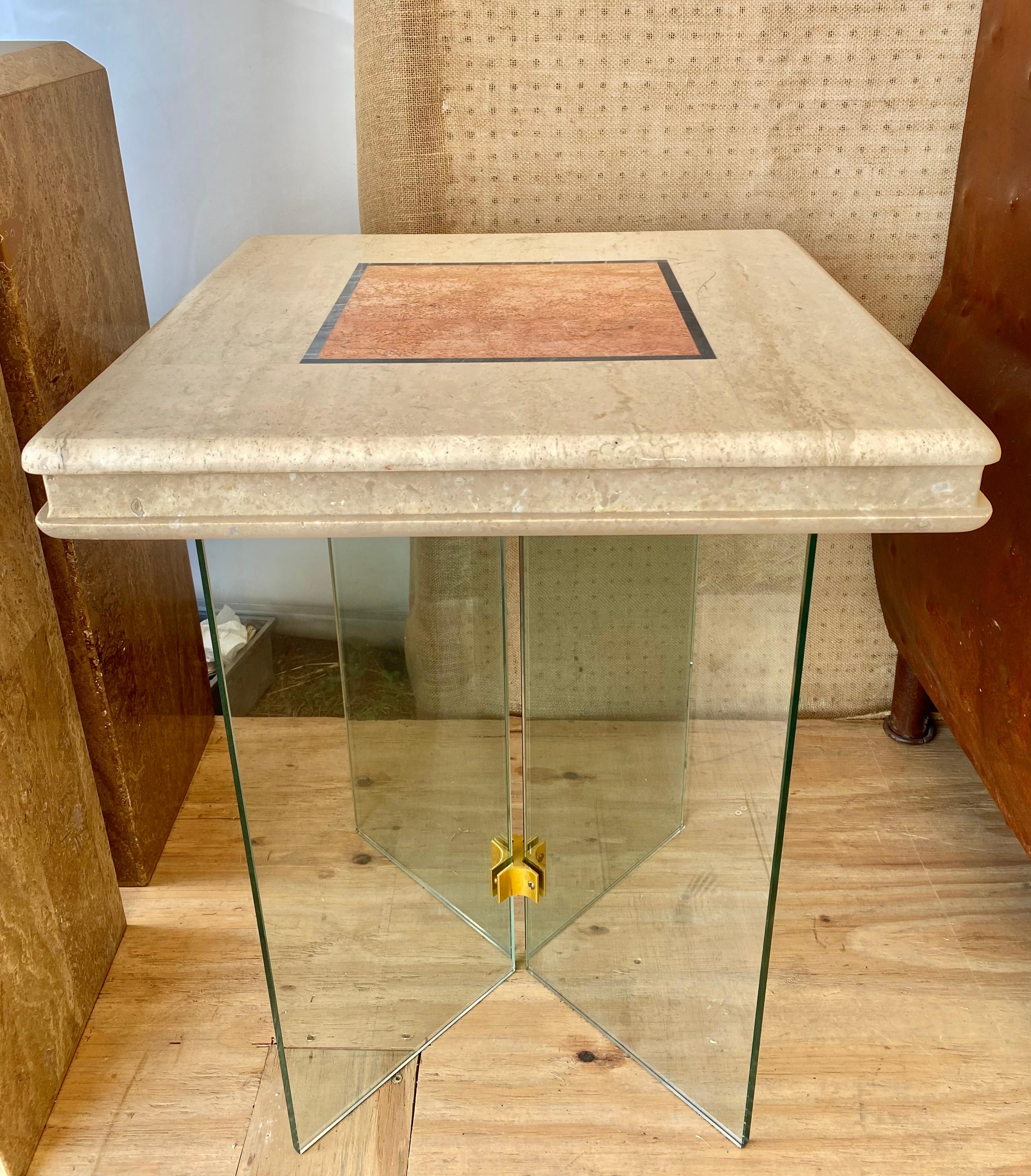 Carved Travertine Pace Style Game Table For Sale