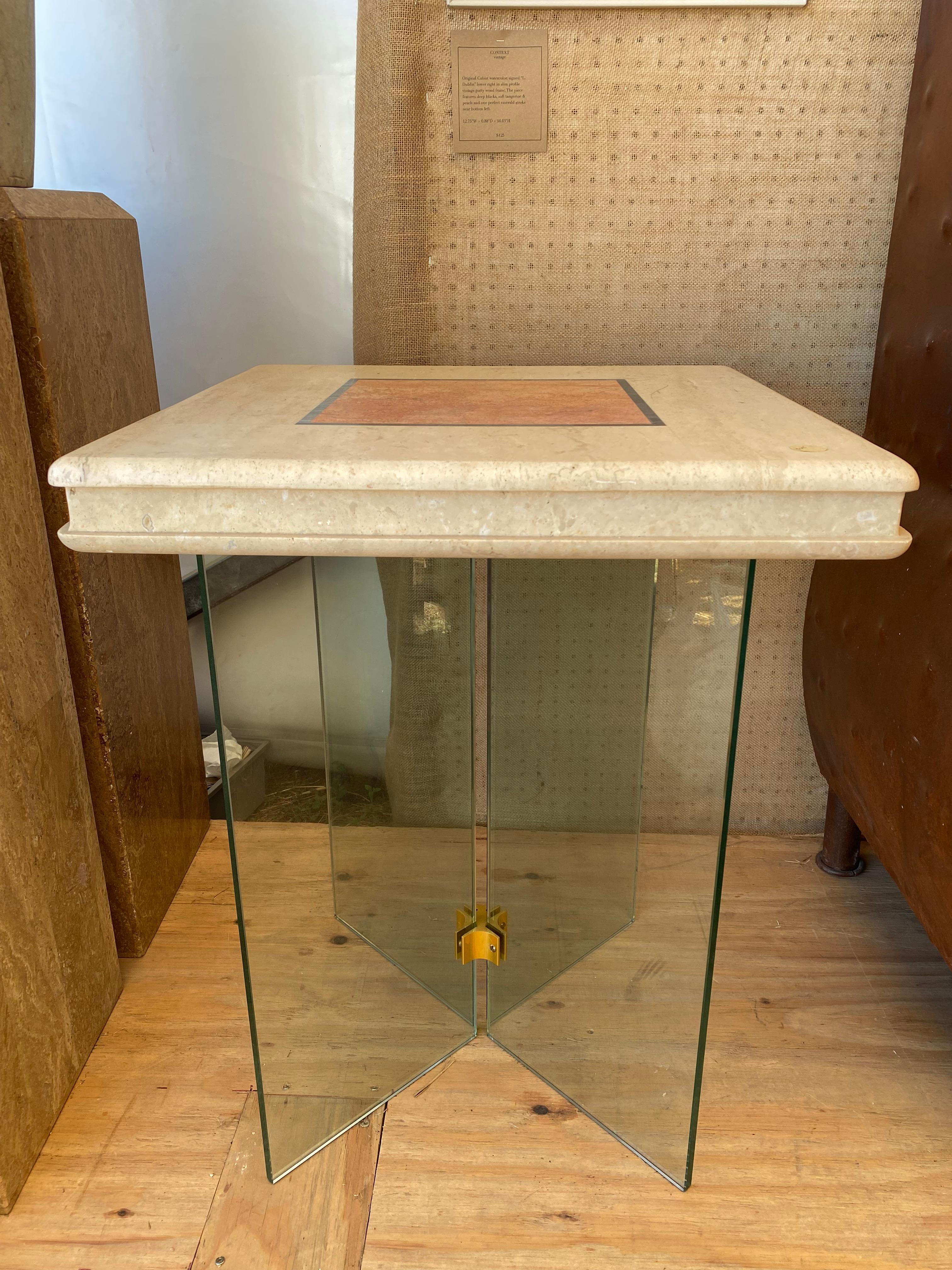 Metal Travertine Pace Style Game Table For Sale