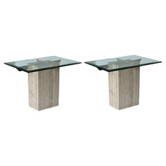 Travertine Pair of Side Tables from Italy