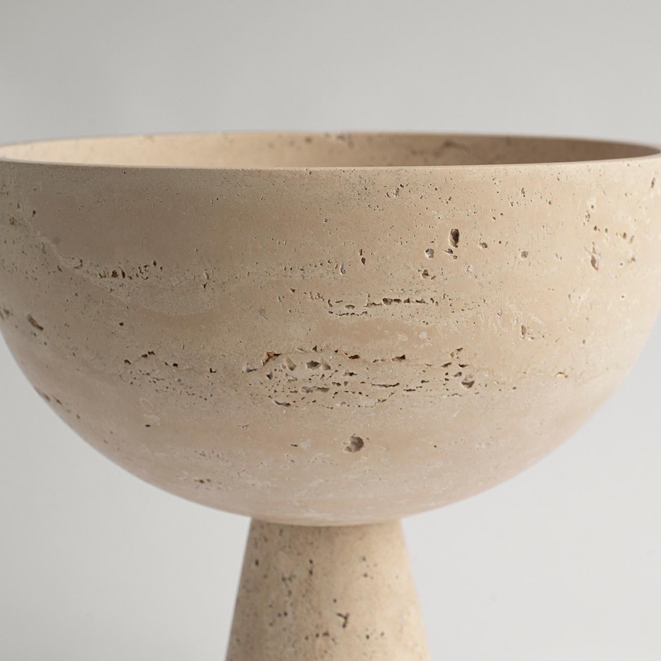 travertine footed bowl