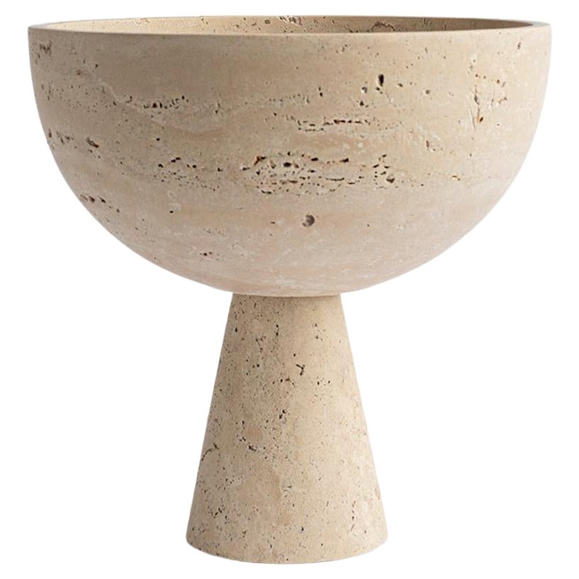 Travertine Pedestal Bowl XL For Sale