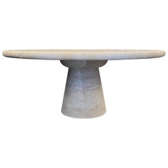 Travertine Pedestal Coffee Table Attributed to Angelo Mangiarotti