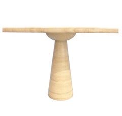 Mesa de comedor con pedestal de travertino al estilo de Angelo Mangiarotti Italia c1980