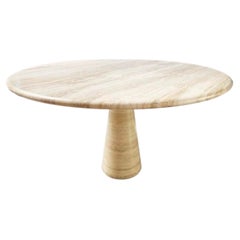 Mesa de comedor con pedestal de travertino al estilo de Angelo Mangiarotti Italia c1980