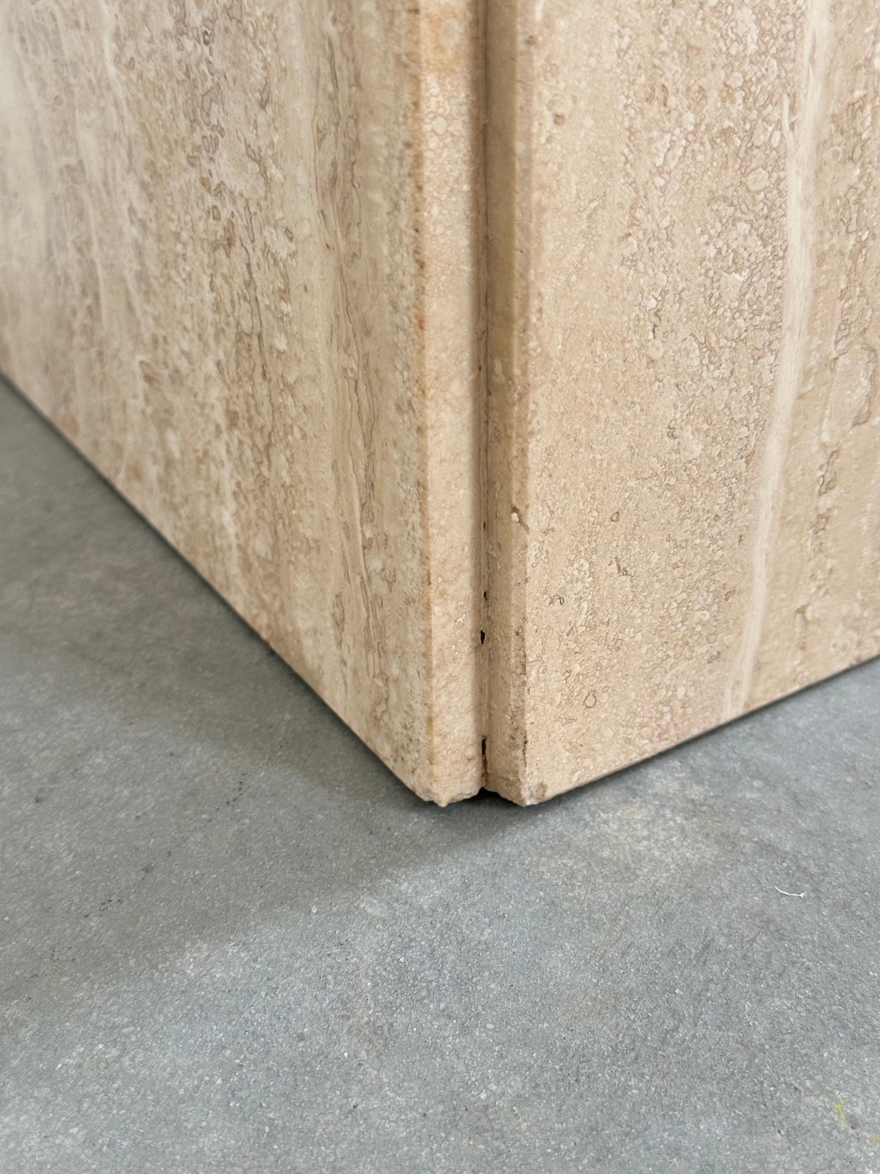 Post-Modern Vintage Italian travertine pedestal plinth stand