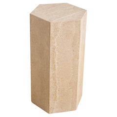 Travertine Pedestal or Table Base in Octagon Pillar Form