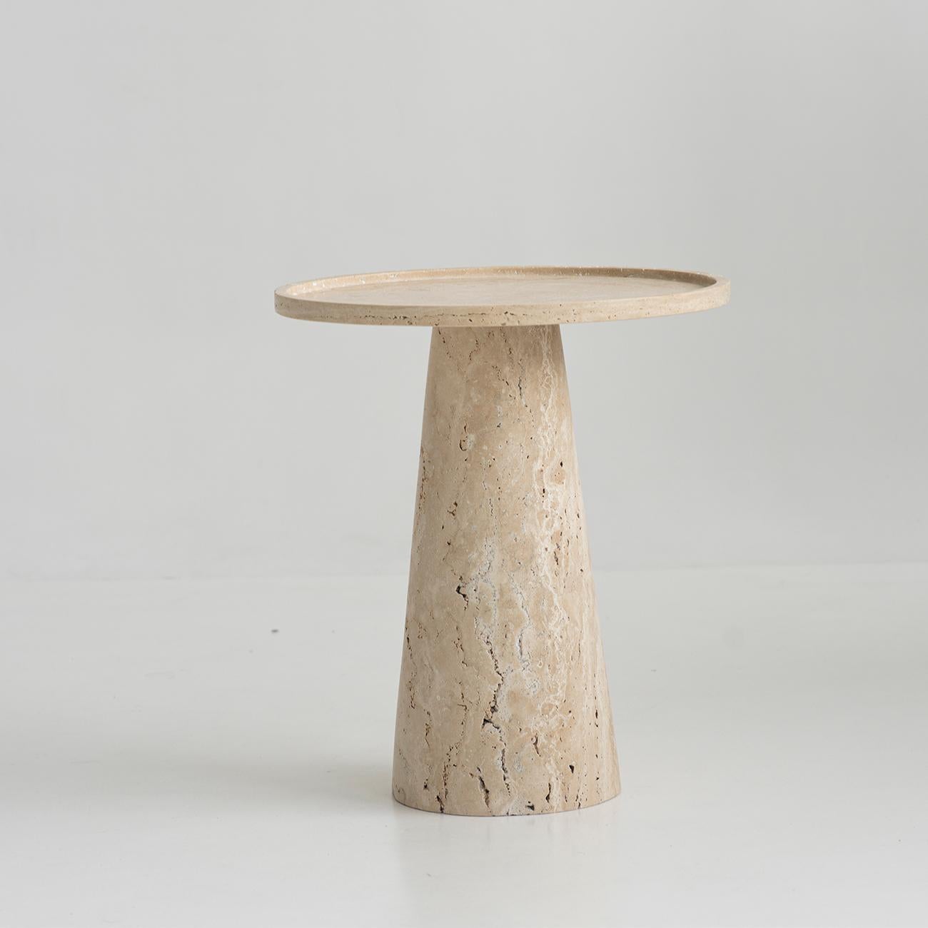 Travertine Pedestal Side Table 

Stunning, aesthetic, timeless are words that can be used to describe this elegant and modern side table from Kiwano. Expertly crafted and finished by hand, our travertine  side tables are a study in sculptural