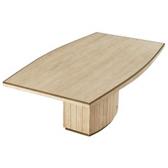 Travertine Pedestal Table by Jean Charles