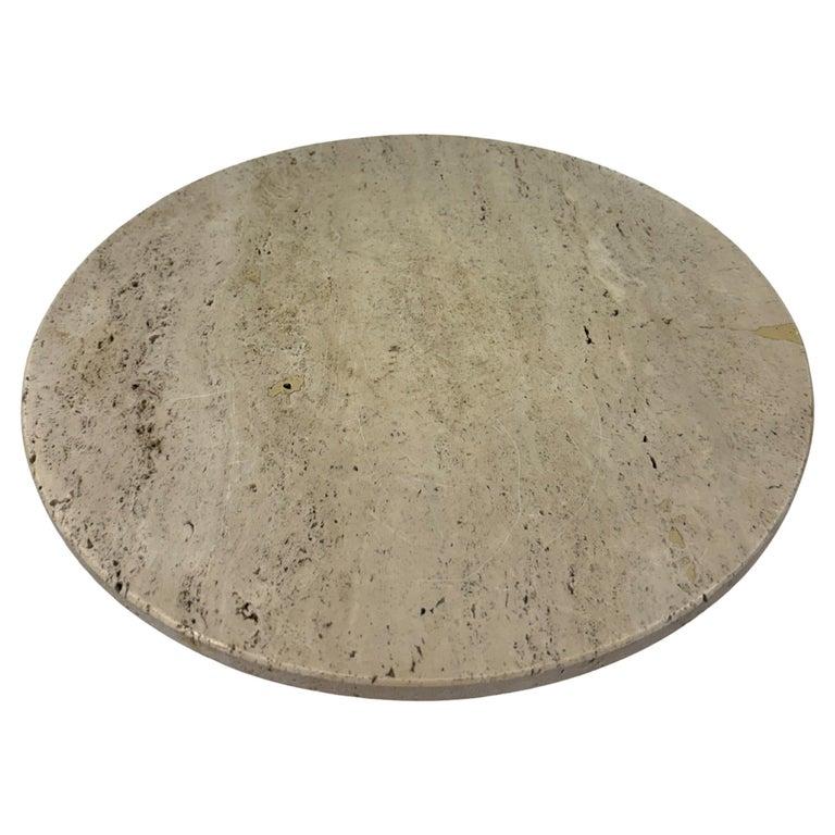 Mid-Century Modern Travertine Pedestal Table, in the style of Angelo Mangiarotti, 1970s For Sale