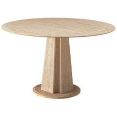 Travertine Pedestal Table with Round Table Top