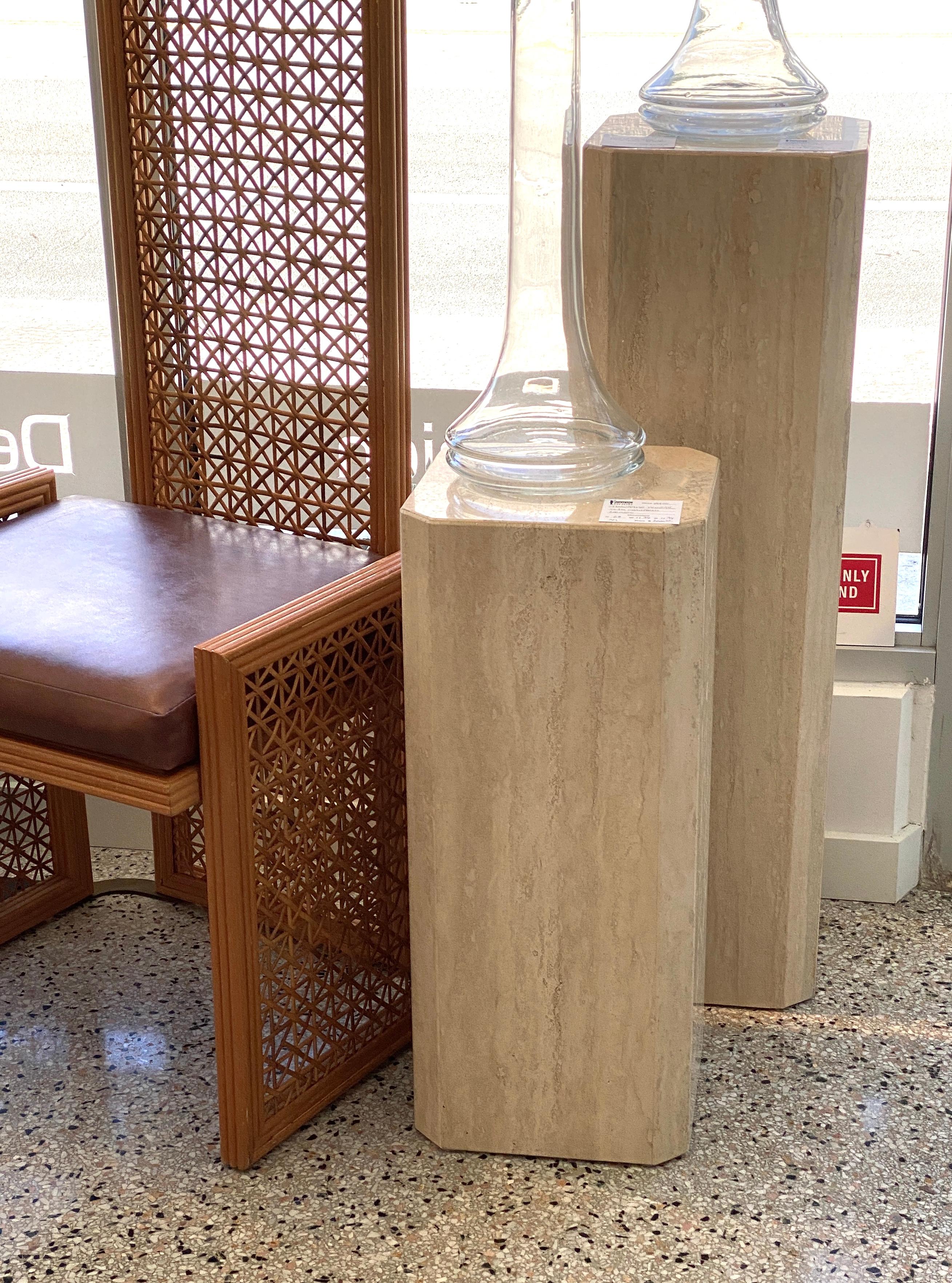 Travertine Pedestal with Chamfered Corners 6