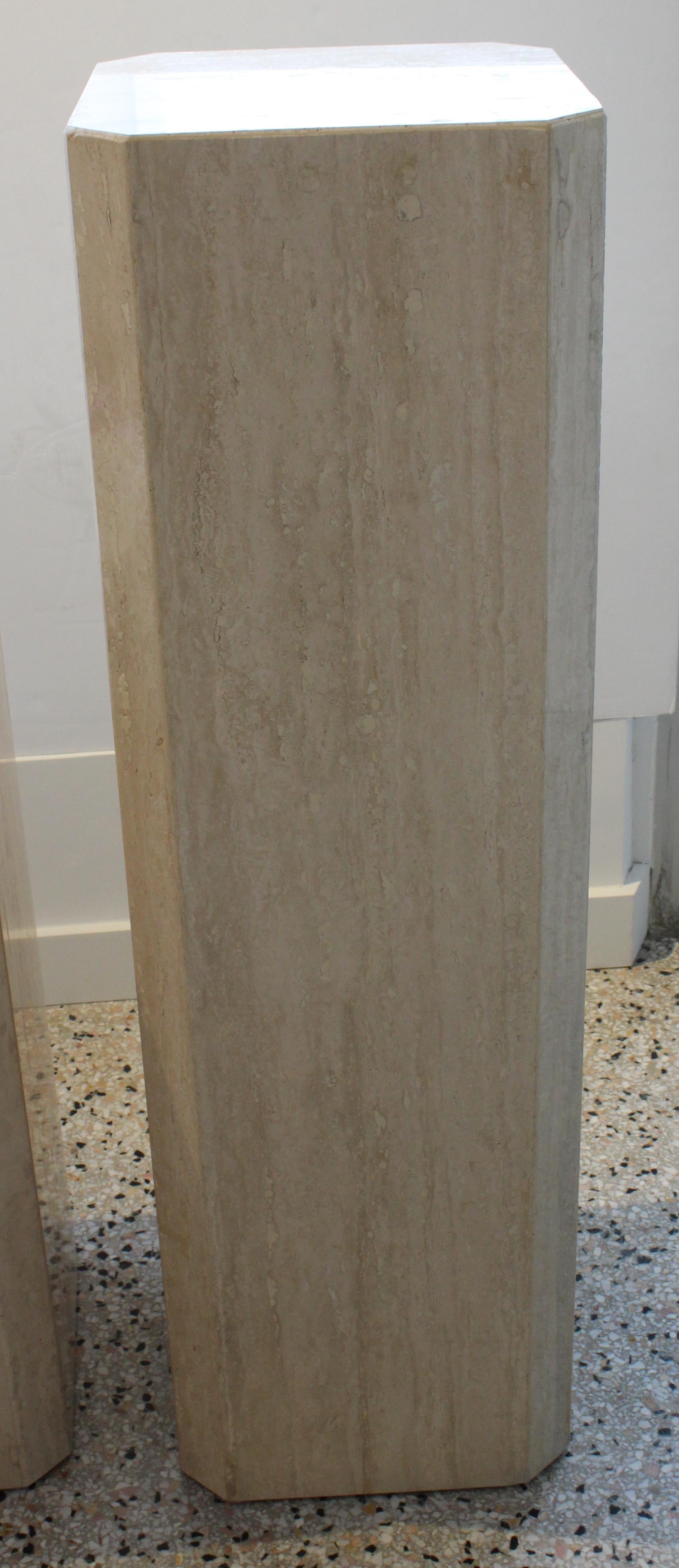 Travertine Pedestal with Chamfered Corners 2