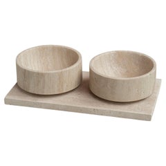 Travertine Pet Bowl Set Rectangle