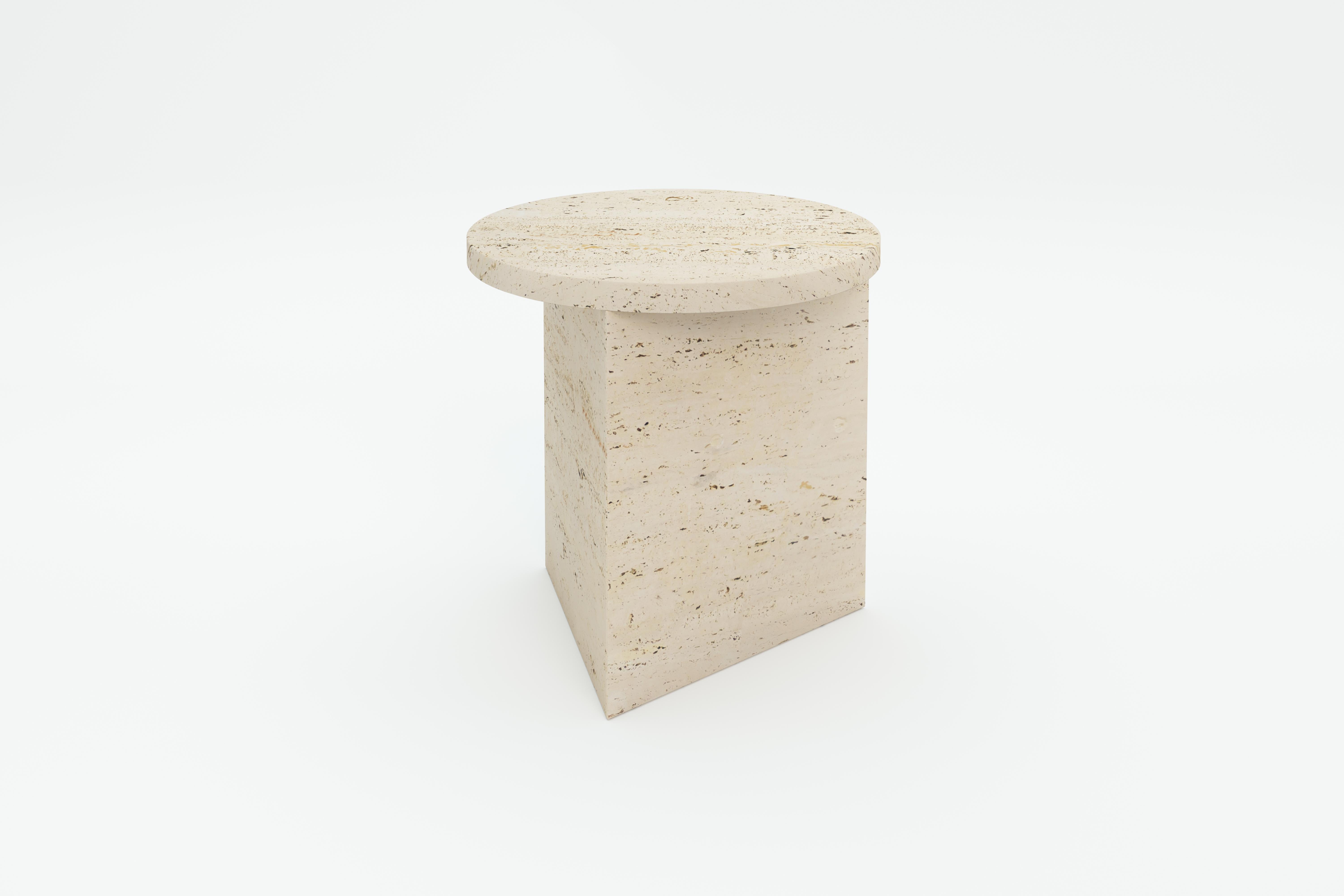 Travertine prisma tall 45 coffee table by Sebastian Scherer
Dimensions: D45x H45 cm
Materials: Travertine.
Weight: 33.1 kg.
Also Available in : Glass, Steel.

All joining edges precisely glued in mitre / all panes glued to one piece / tempered
