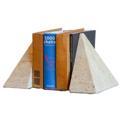 Travertine Pyramid Bookends