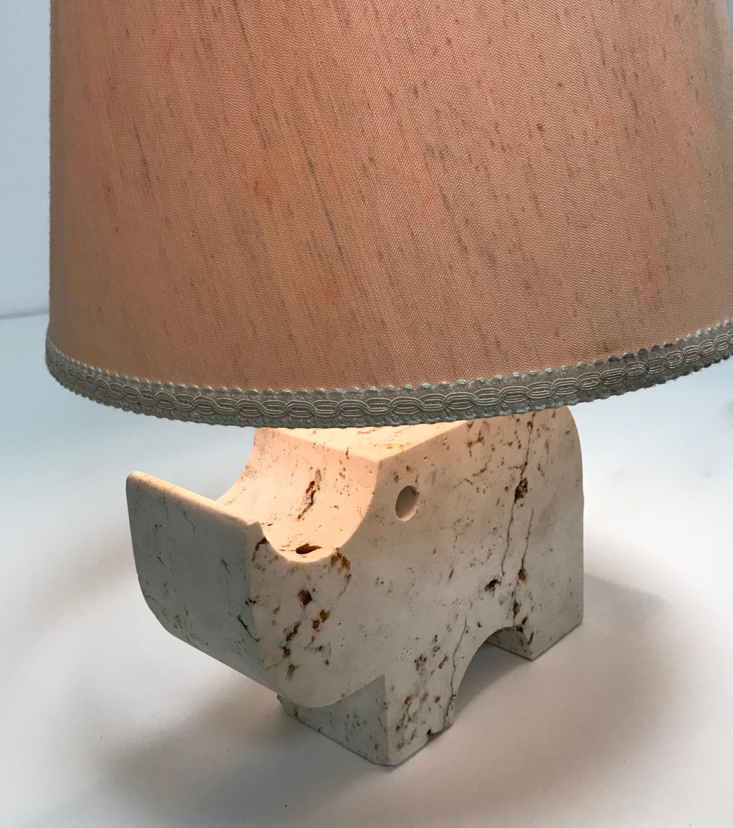 Travertine Rhinoceros Table Lamp by Fratelli Manelli, Italy, 1970s, Marble Light 5