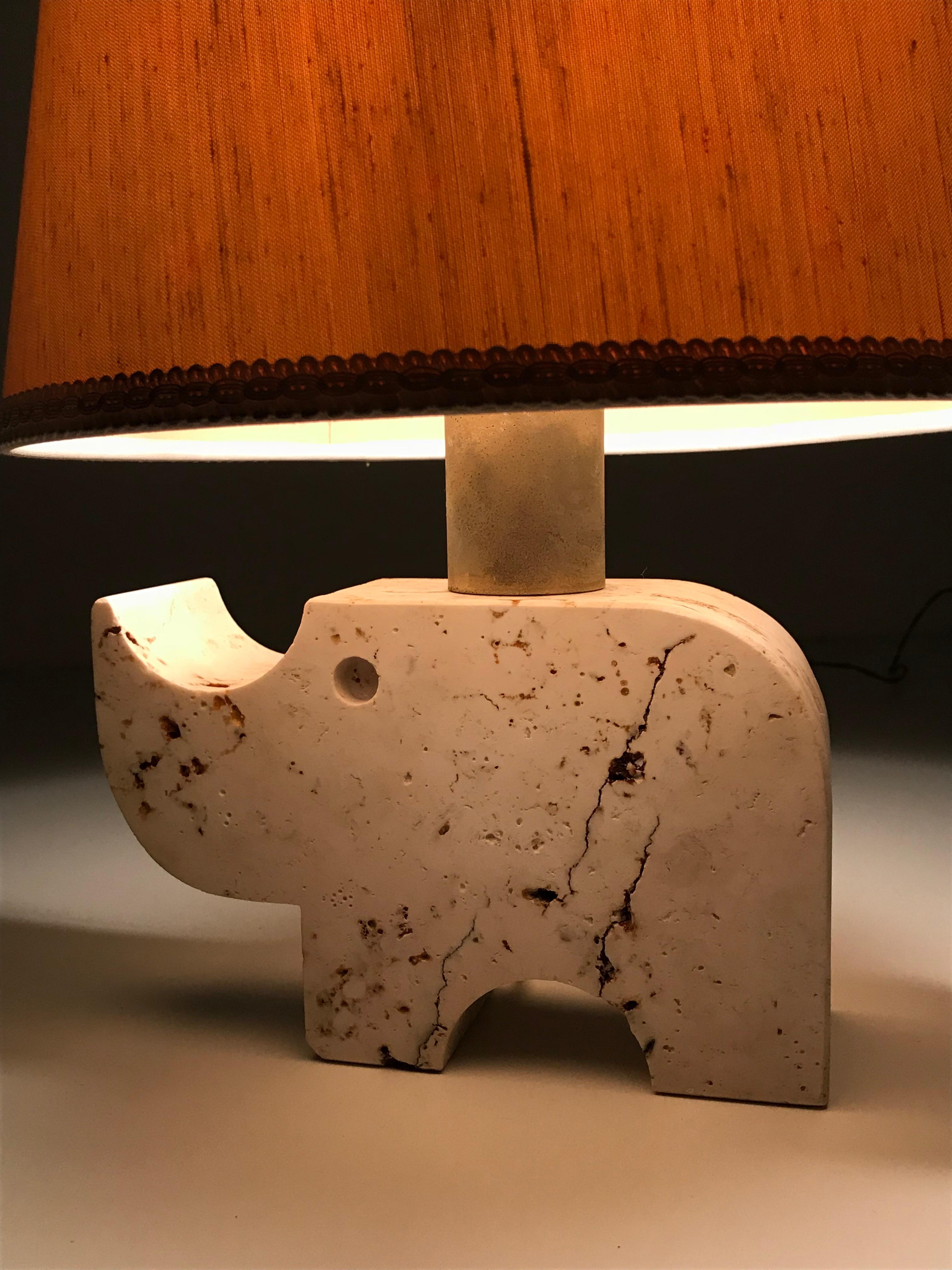 Travertine Rhinoceros Table Lamp by Fratelli Manelli, Italy, 1970s, Marble Light 6
