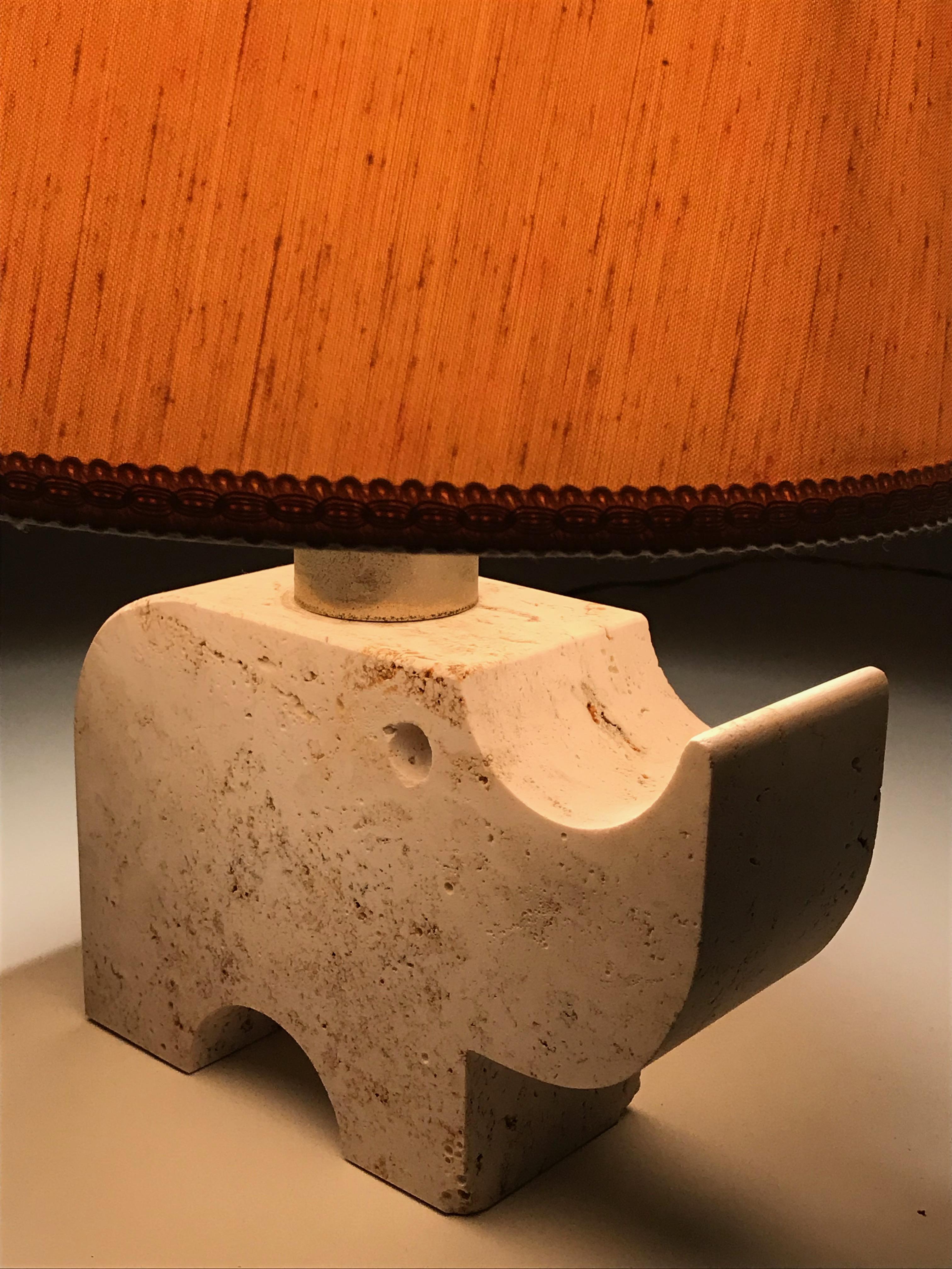 Travertine Rhinoceros Table Lamp by Fratelli Manelli, Italy, 1970s, Marble Light 7