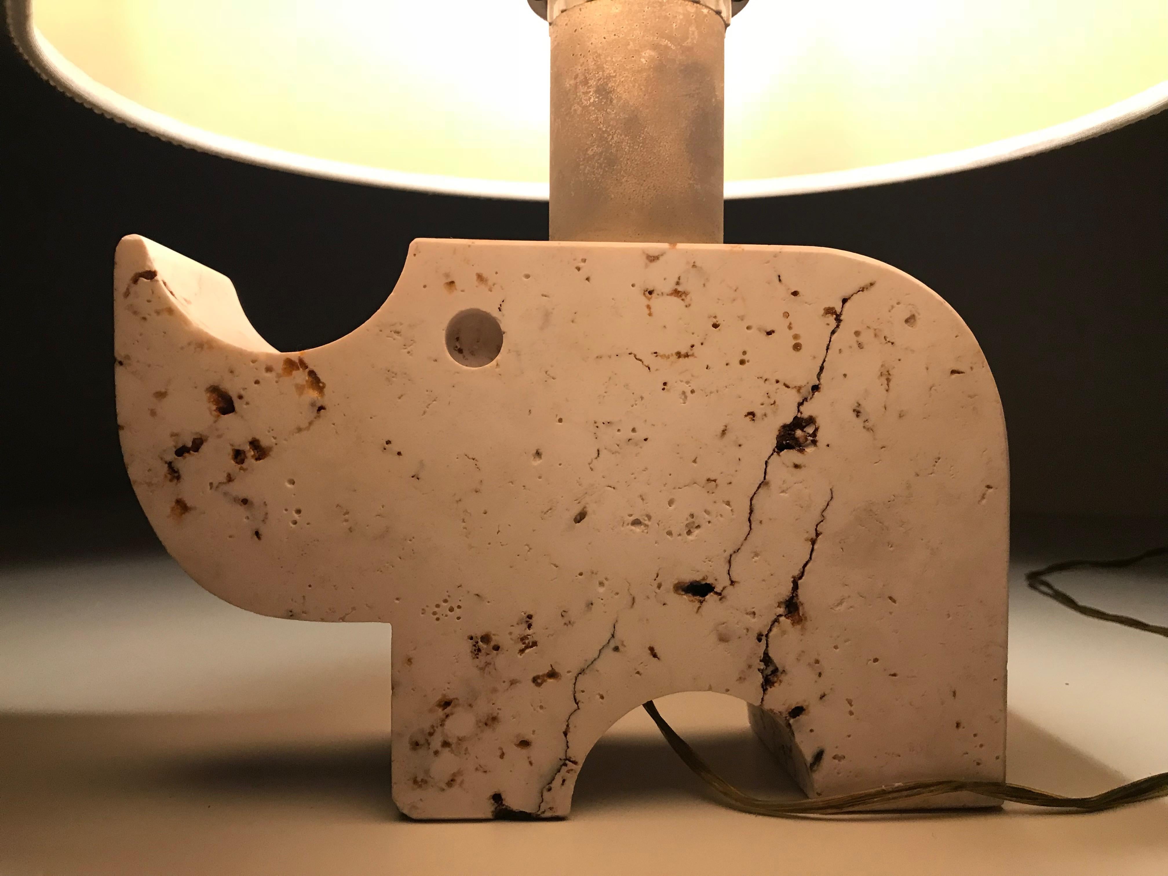 Travertine Rhinoceros Table Lamp by Fratelli Manelli, Italy, 1970s, Marble Light 8
