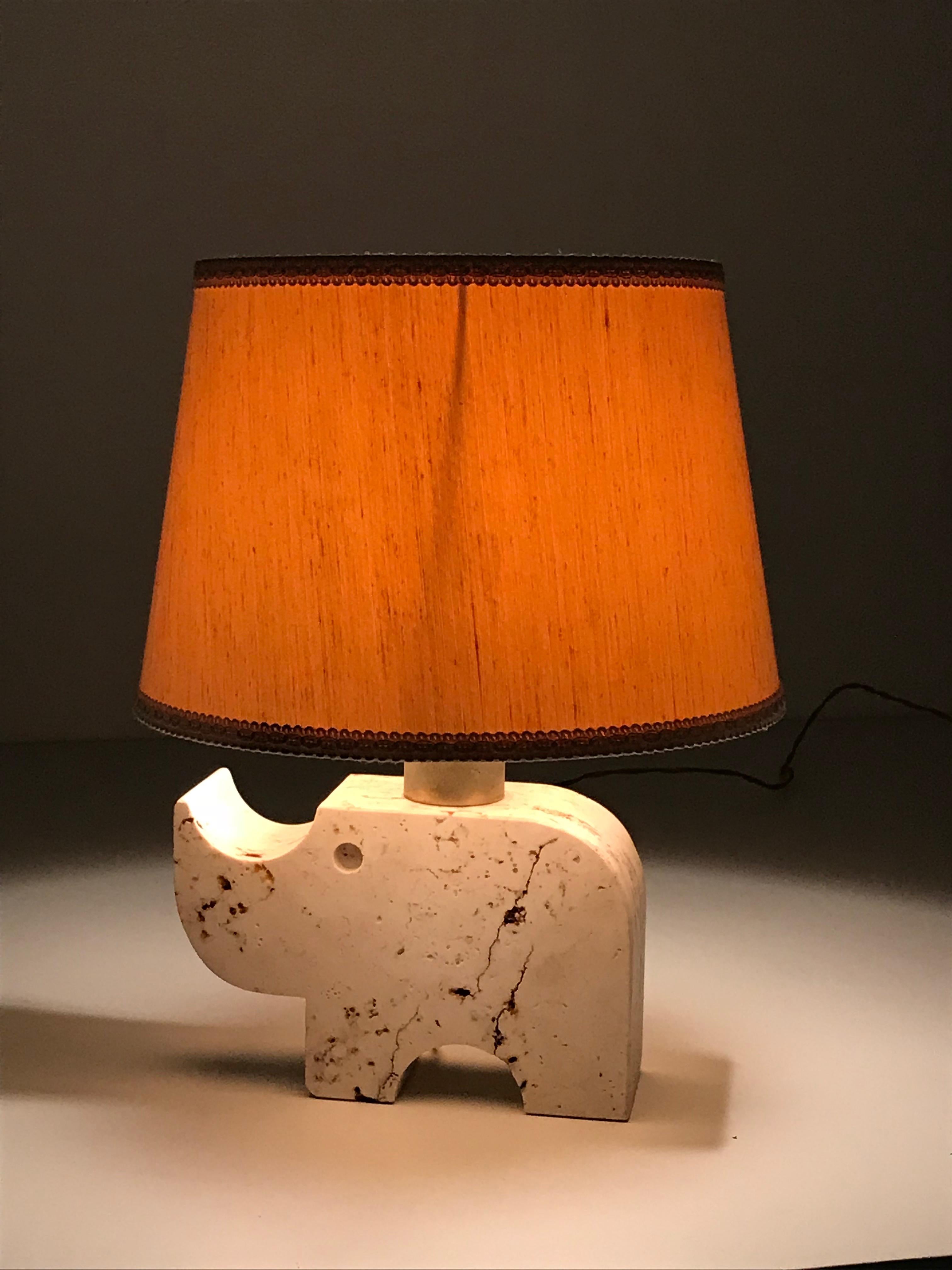 Travertine Rhinoceros Table Lamp by Fratelli Manelli, Italy, 1970s, Marble Light 9