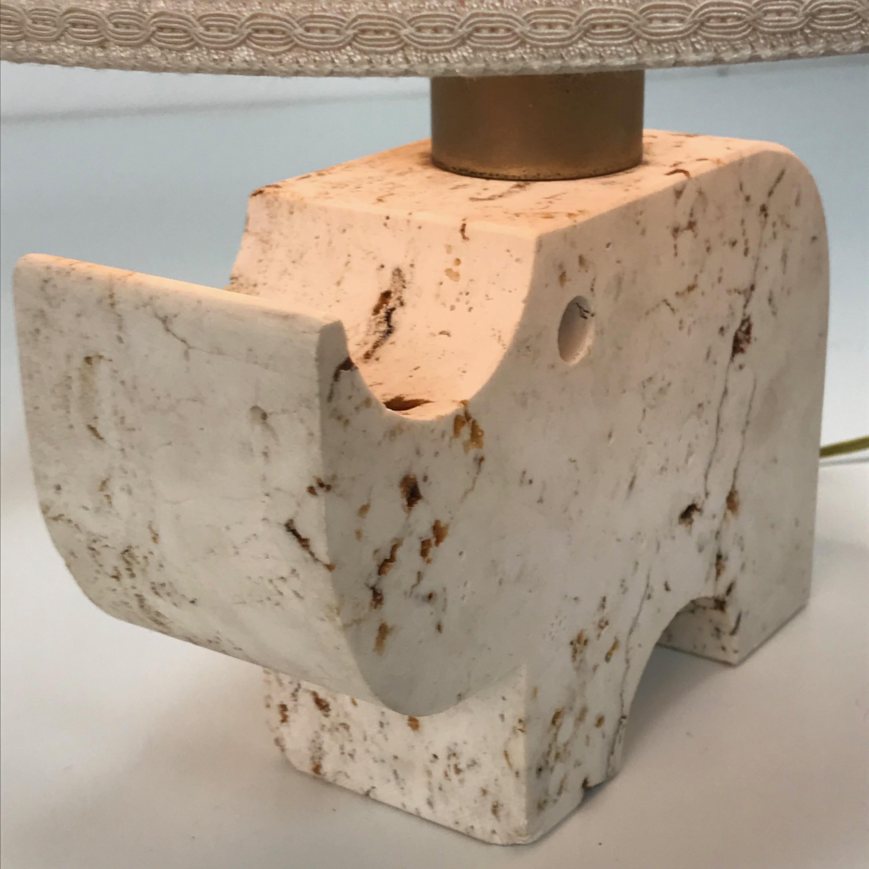 Travertine Rhinoceros Table Lamp by Fratelli Manelli, Italy, 1970s, Marble Light In Good Condition In Roma, IT