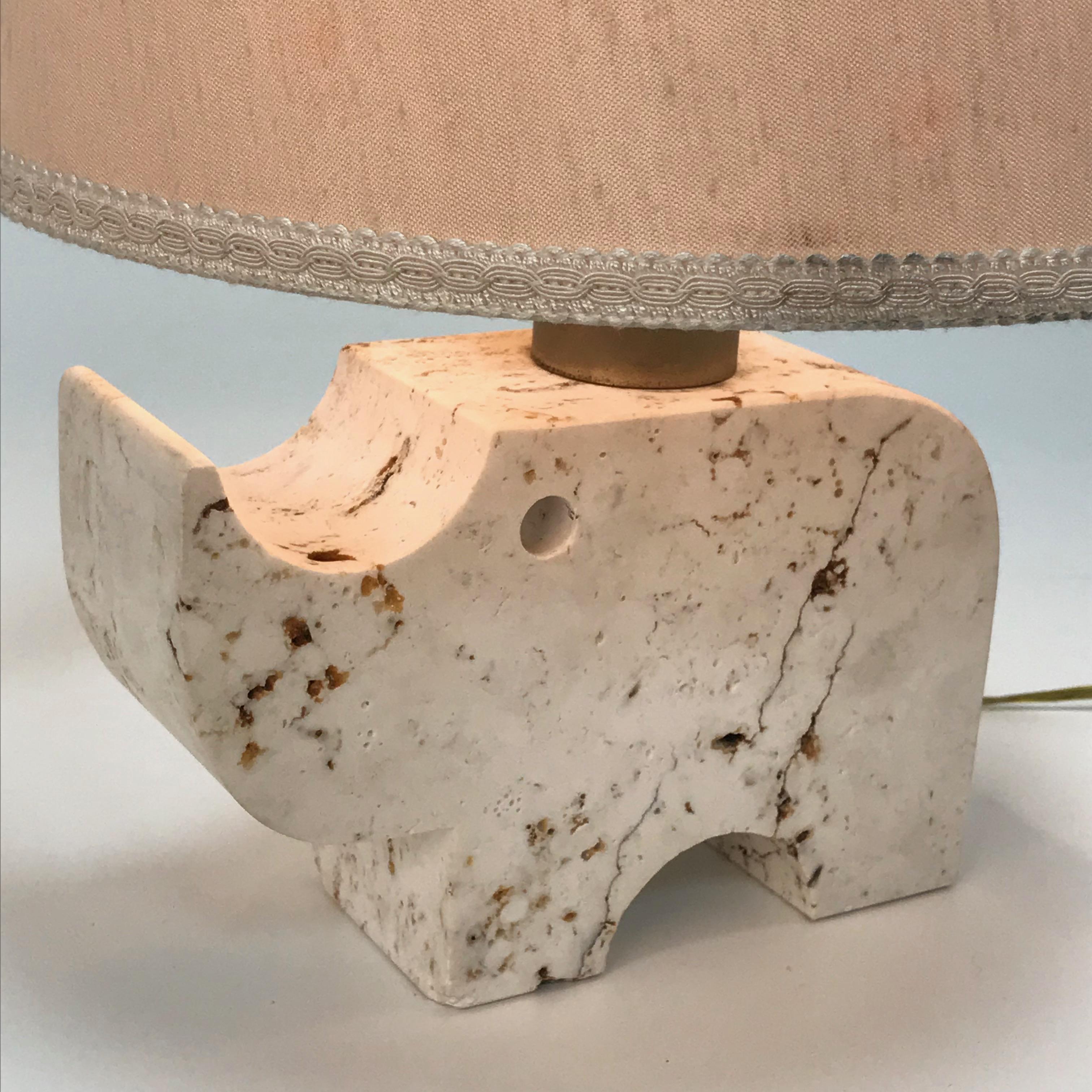 Travertine Rhinoceros Table Lamp by Fratelli Manelli, Italy, 1970s, Marble Light 2