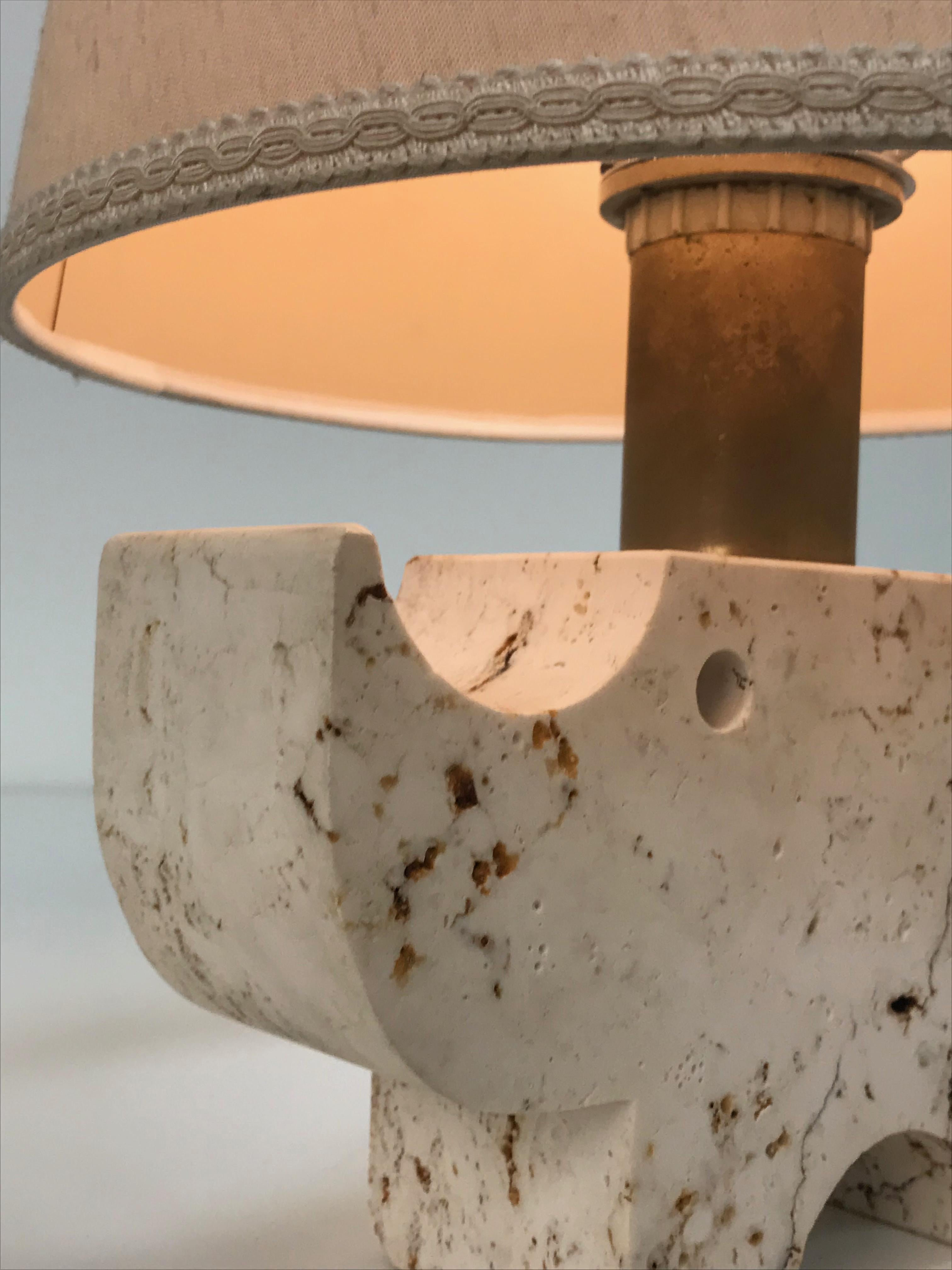 Travertine Rhinoceros Table Lamp by Fratelli Manelli, Italy, 1970s, Marble Light 3