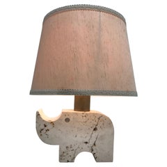 Travertine Rhinoceros Table Lamp by Fratelli Manelli, Italy, 1970s, Marble Light