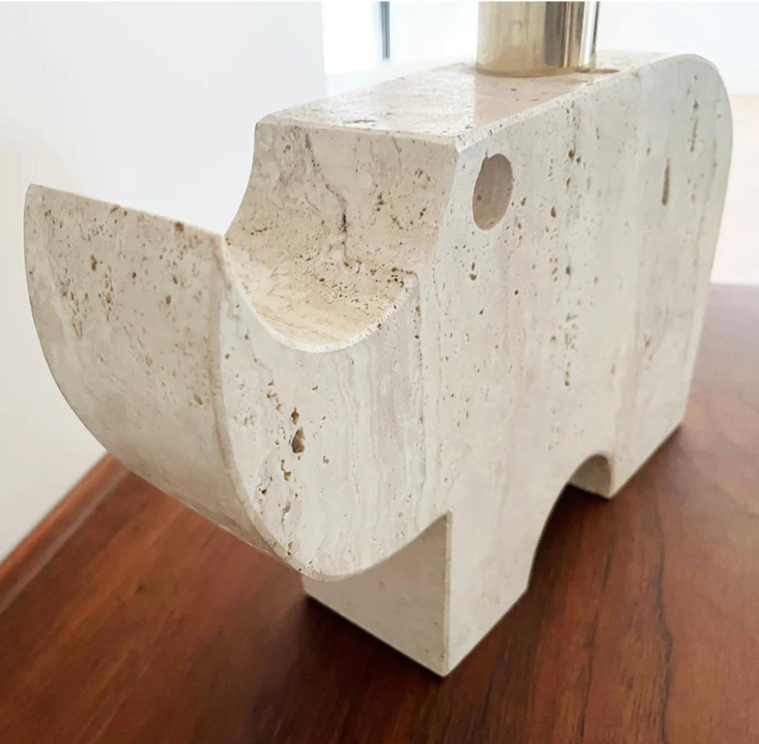 Travertine Rhinoceros Table Lamp by Fratelli Mannelli 1970 -Art- For Sale 1